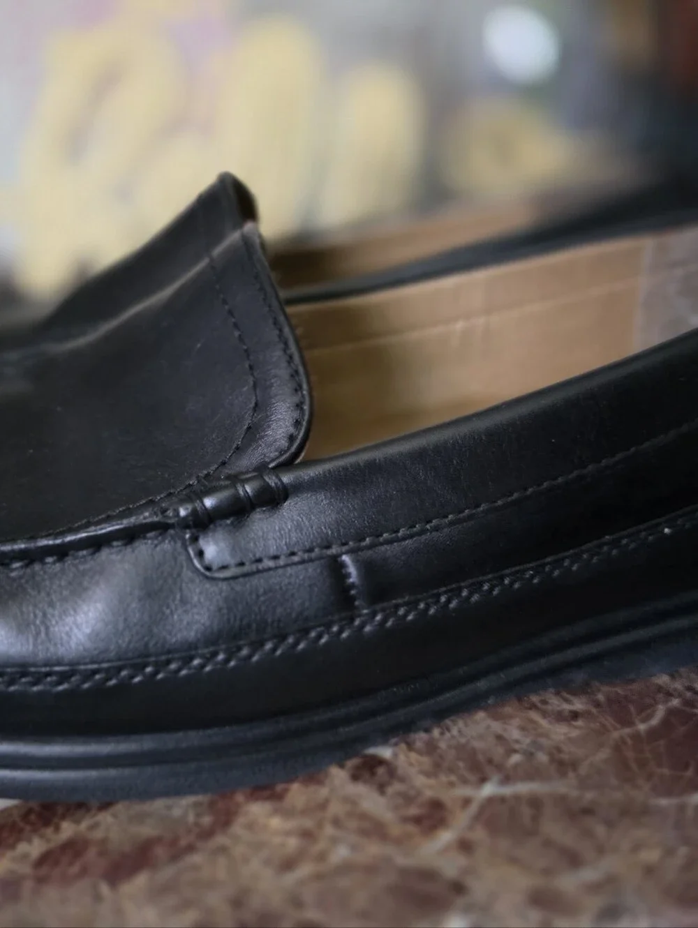 Dockers Classic Black Leather Men's Slip-On Loafers